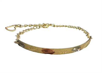  Fashion Three Tone Plated Charm Bangle Bracelet